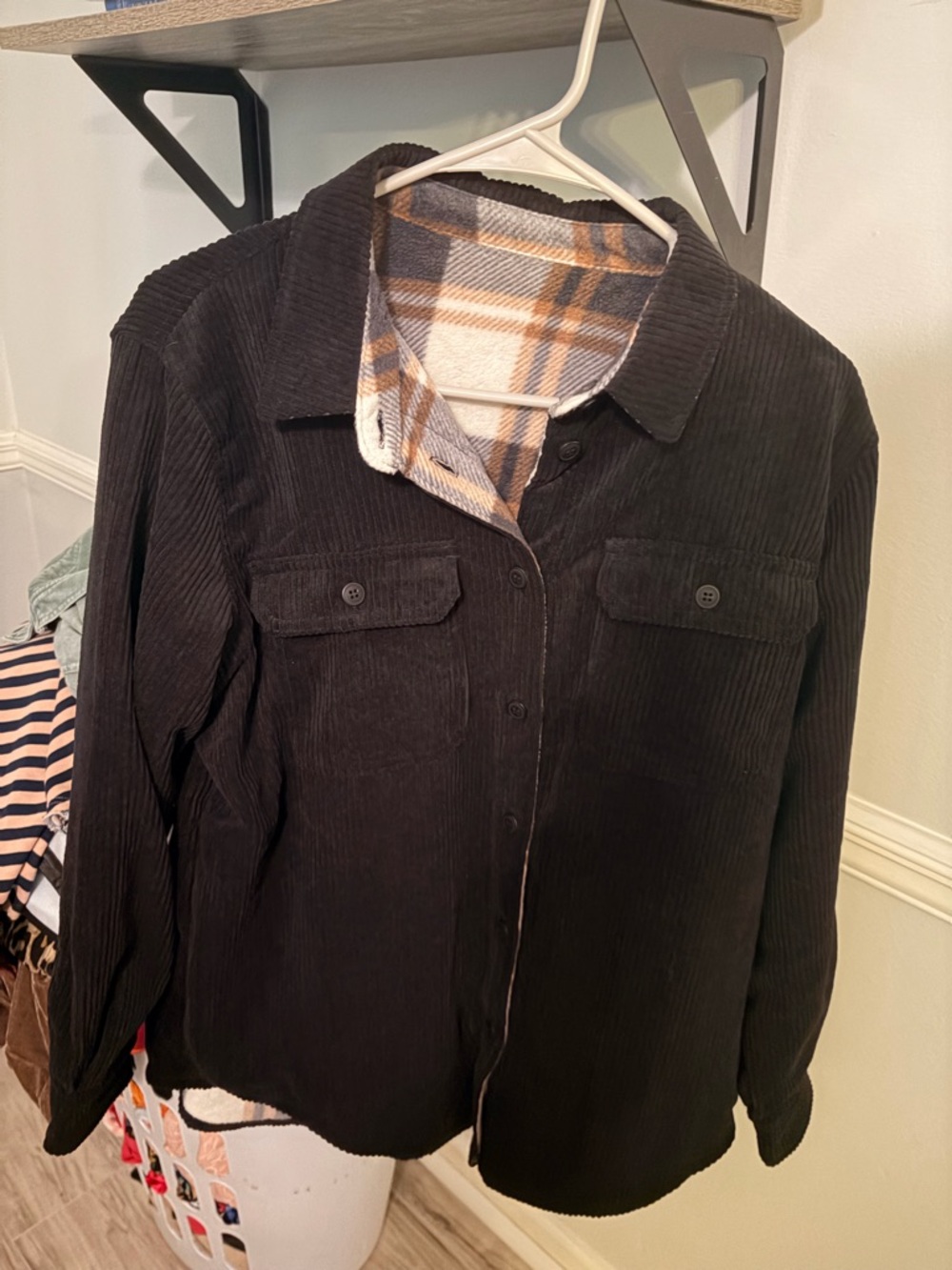 Black Teddy-Lined Corduroy Jacket - Women